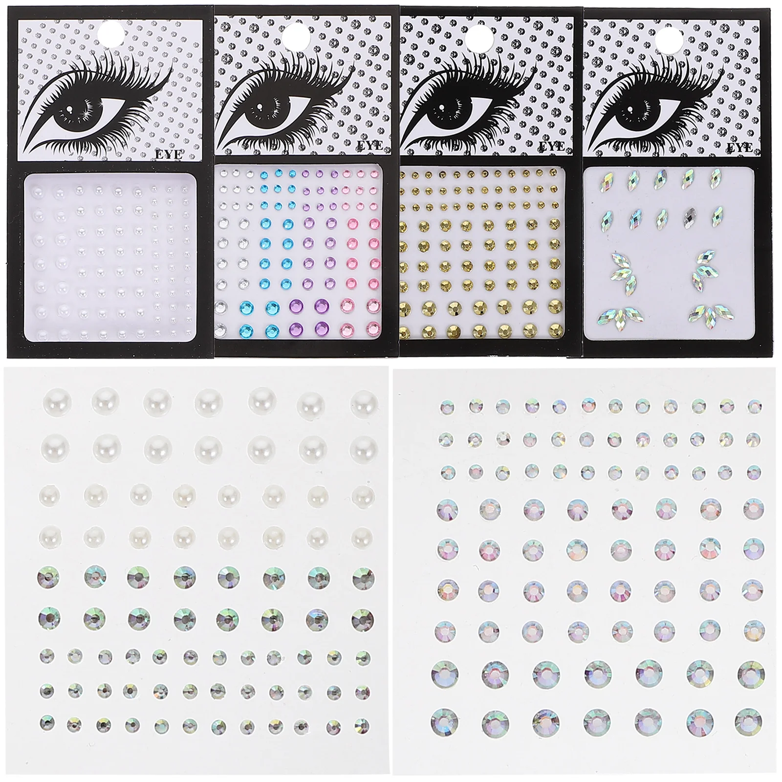 

6 Sheets Sticker Face Rhinestone Stickers Crystals Girl Eyes Jewels Gems Glitter