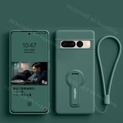 Versatile Silicone Phone Case with Holder and Lanyard for Pixel 11 (Dark Green)