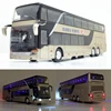 1:32 High Quality Alloy Double Deck Bus Sound Light Metal Diecast Pull Back Simulation Luxury Sightseeing Bus Vehicle Kids Toys 1