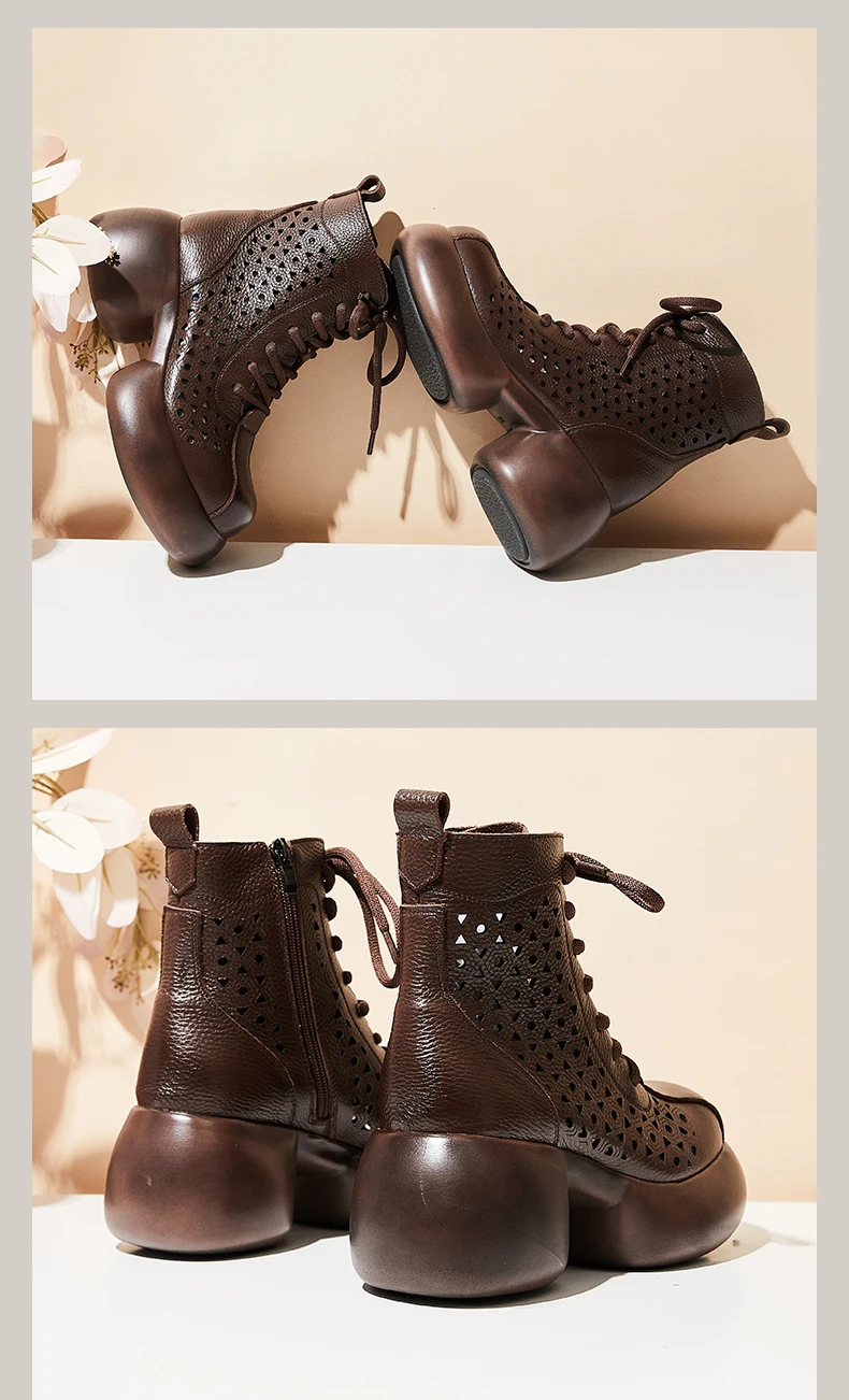 Platform Genuine Leather Ankle Boots for Women