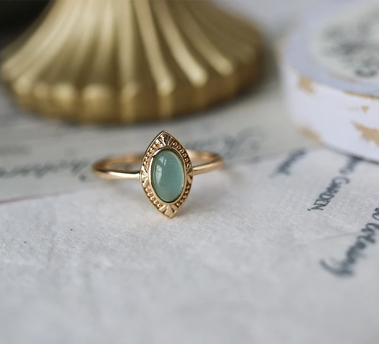 Title 1, Ženski Prsten sa Dva Sloja Prirodnog Topaza u A...