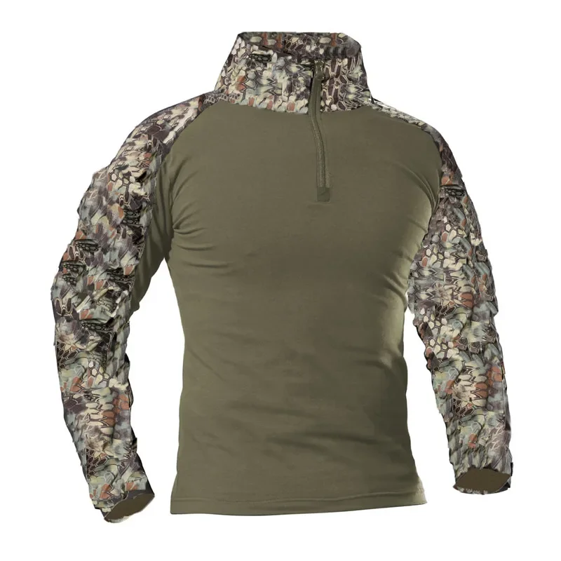 Camo Softair Combat Shirts Outdoor Uniform Tactical T-Shirt Cargo Airsoft Paintball Cotton Men Clothing Wear-resisting Outdoor 6