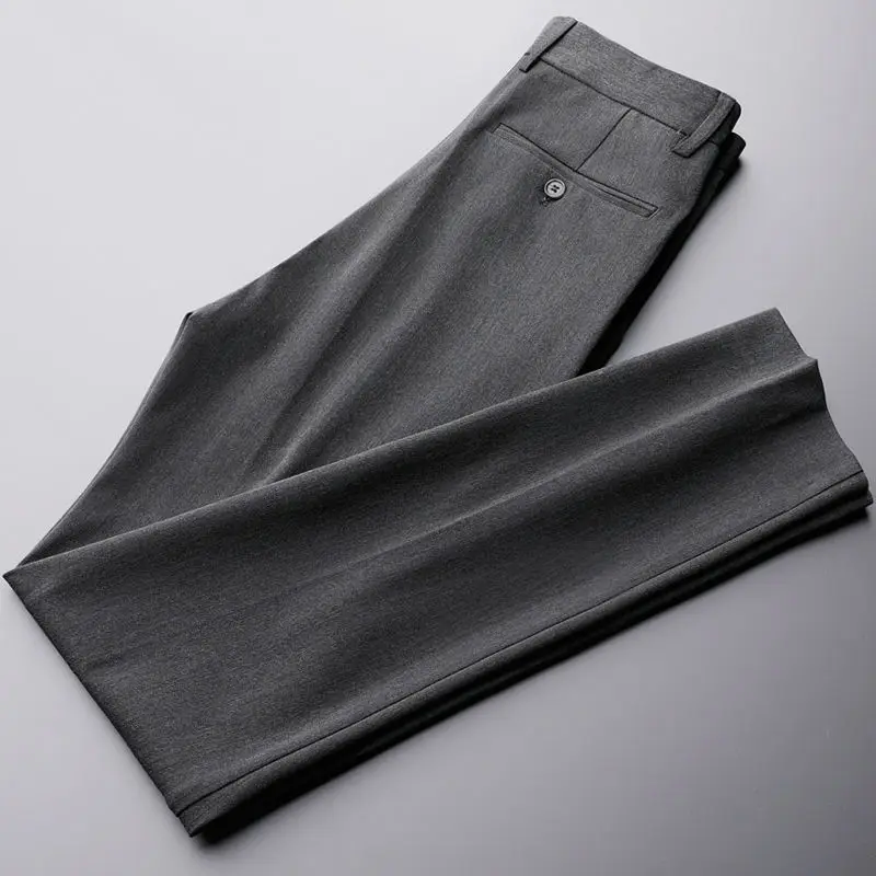 Minimalist Comfortable Business Casual Summer Men's 2024 Patchwork Button Pocket Zipper Fashion Solid Color Straight Pants