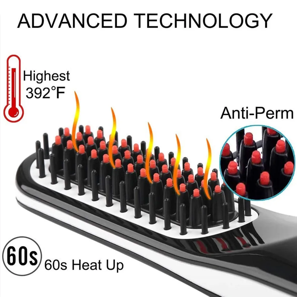 USB Wireless Charging Electric Hair Brushes Straight Comb Anti-scald  Strengthener Men and Women Straightening Beard Combs 3