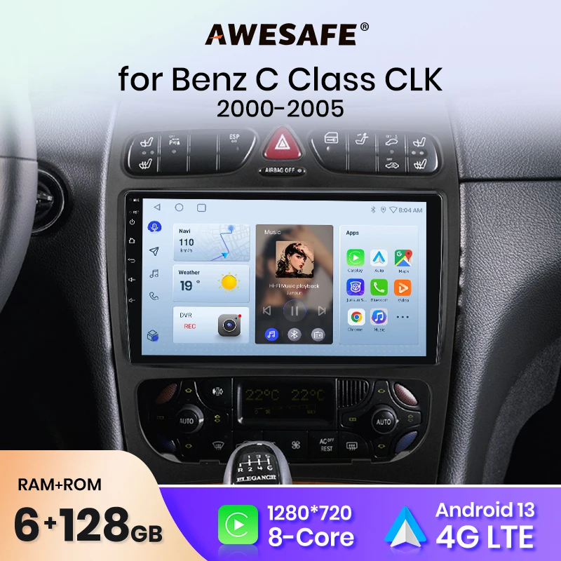 AWESAFE For Mercedes Benz Class CLK S203 W203 W209 A209 Car Radio Multimedia Navigation 2din Android Autoradio CarPlay Stereo