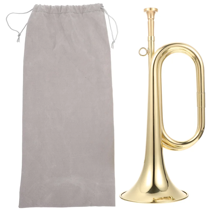 Small Trumpet Bugle Brass Golden Horn Simple Beginner Wind Instrument For School Band Child Student-AT20