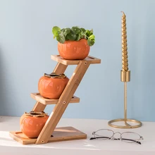 

Mini Flower Pot Shelf Desktop Multi-layer Small Flower Succulent Solid Wood Windowsill Balcony Living Room Office Furnishings