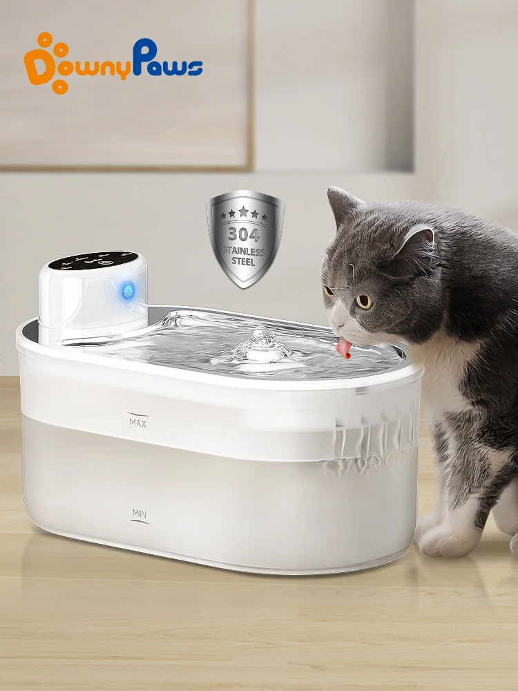 DownyPaws Wireless Cat Water Fountain with Motion Sensor Battery