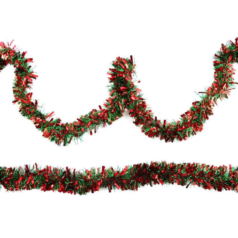 (2Pcs/bag)8.83Cmx2M Long Christmas Decoration Red and Green Striped Flower Christmas Tree Pendant Matching Design