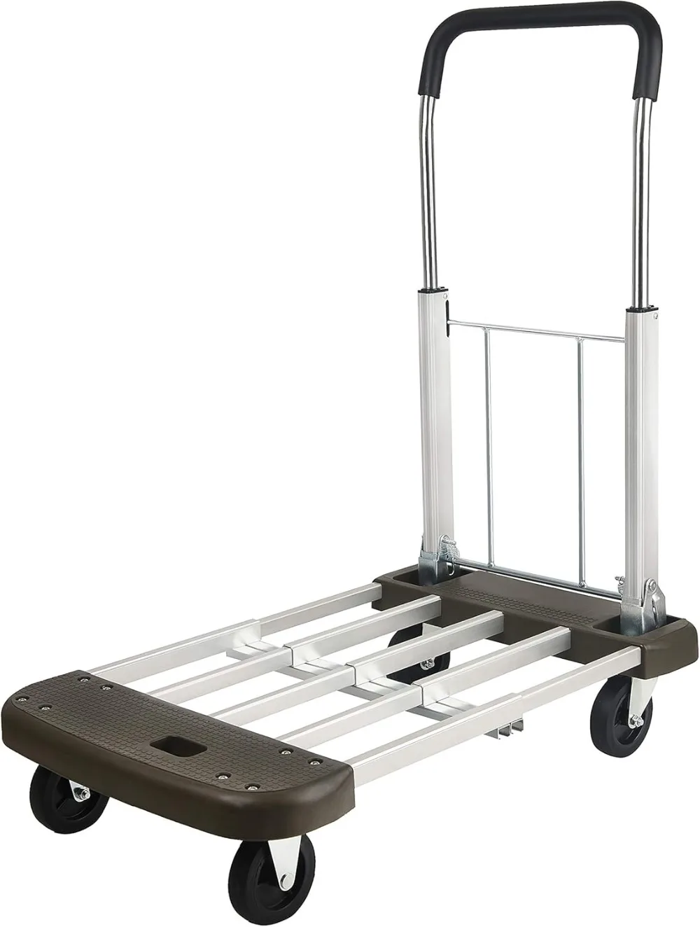 

Platform Cart Foldable Push Cart Aluminum Adjustable Length Flatbed Cart with Polyurethane Mute Wheel,330-LB Capacity