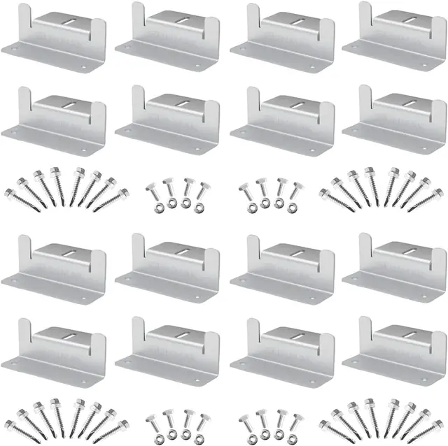16 pièces/ensemble Kits de support de montage de panneau solaire 4/8 unités panneau solaire support de montage en aluminium z support pour RV, toit, bateau 1