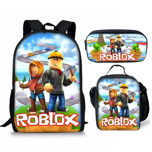 Roblox-Mochila de ombro para estudante masculino e feminino, bolsa de  viagem, tendência dos desenhos animados, aniversário e presente de  Halloween, novo, 3 peças - AliExpress