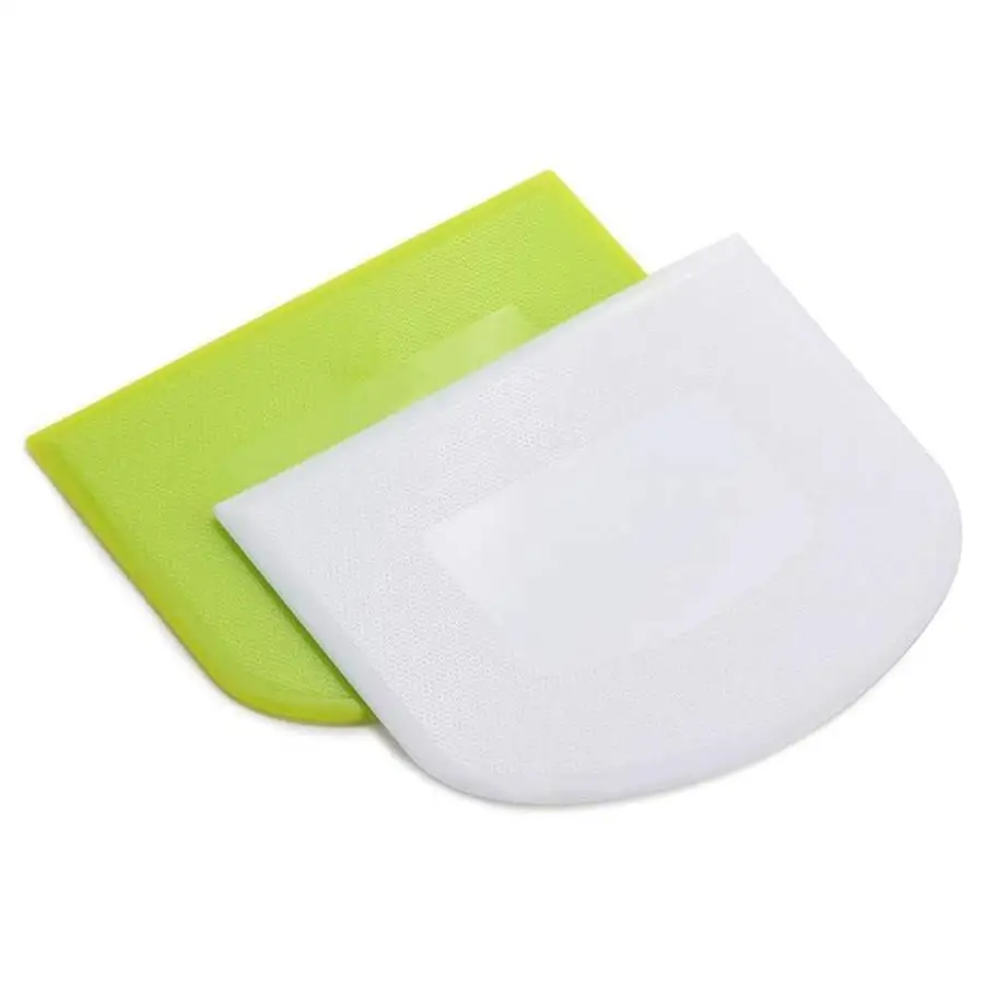 Dough Scraper Cutter 2Pieces Flexible Plastic for Bread Dough Cake Soft Candy Frosting