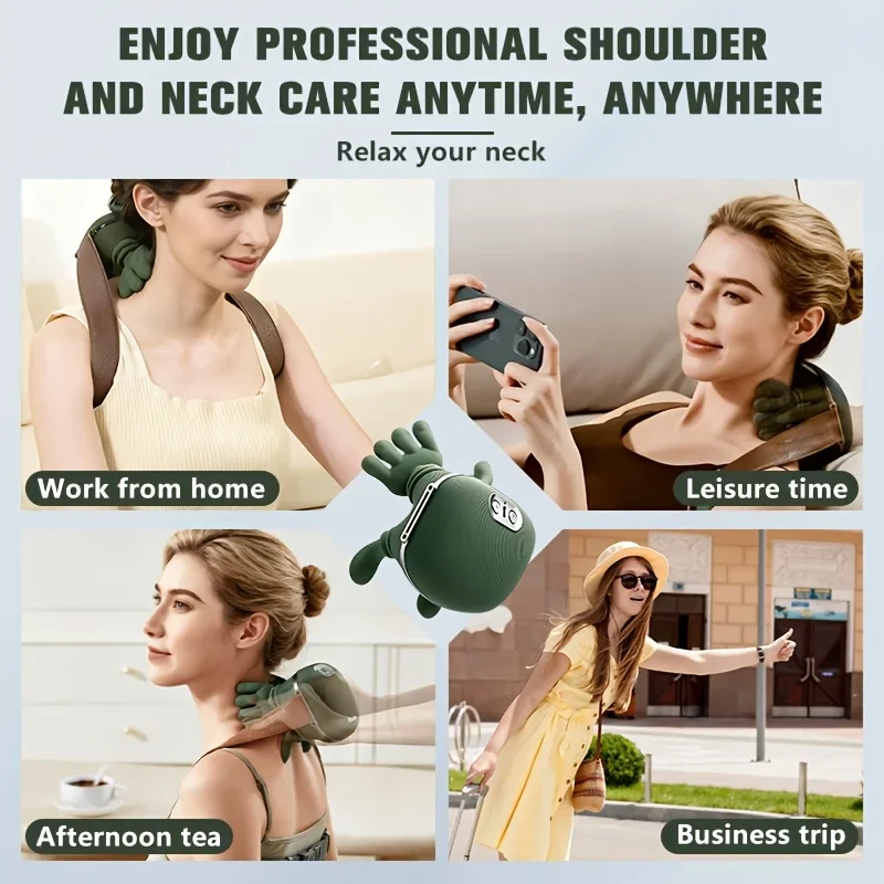 Electric Shiatsu Neck Shoulder Massager with Deep Kneading Finger Pressure for Muscle Relaxation and Back/Shoulder Pain Relief