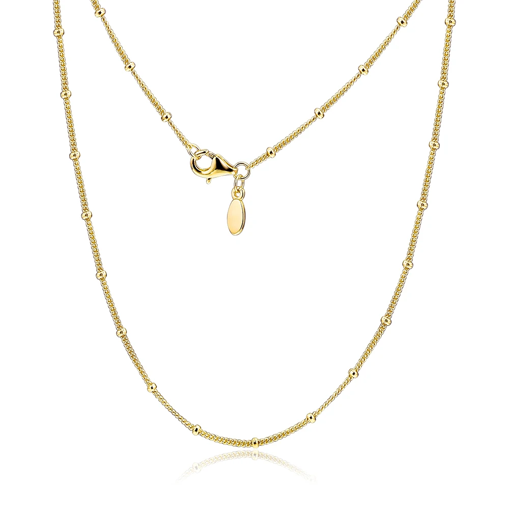 

Silver 925 Real 100% Shine Beaded Necklace Chain For Women Silver 925 Jewelry Choker Men's Chain Pearl Necklace