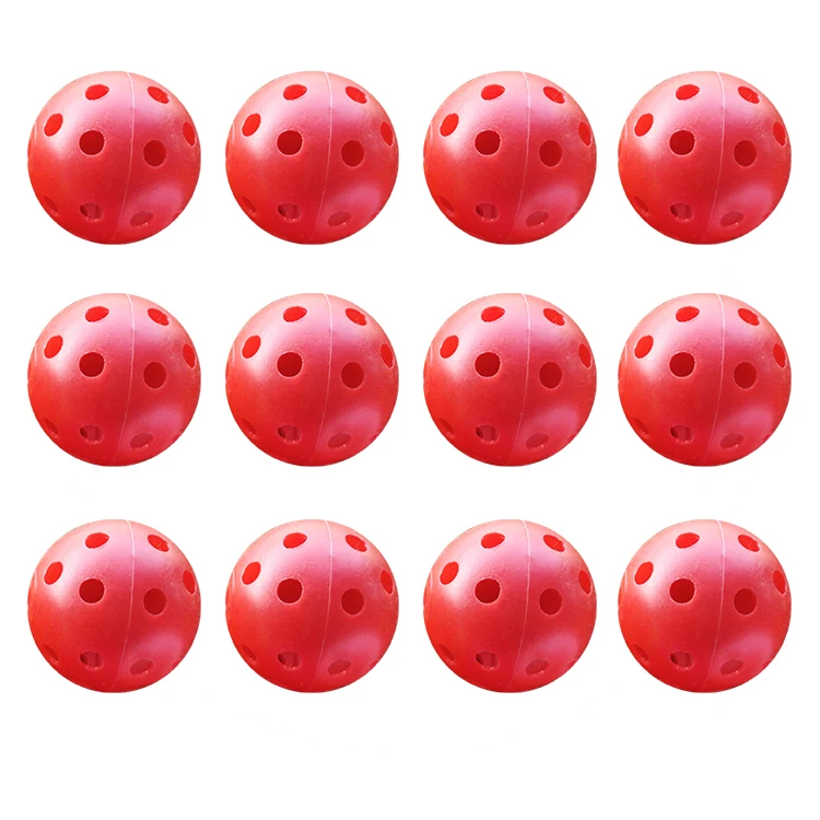 12 Pack Multicolor Plastic Golf Practice Balls 1.65&rdquo; Airflow Hollow Driving Ra
