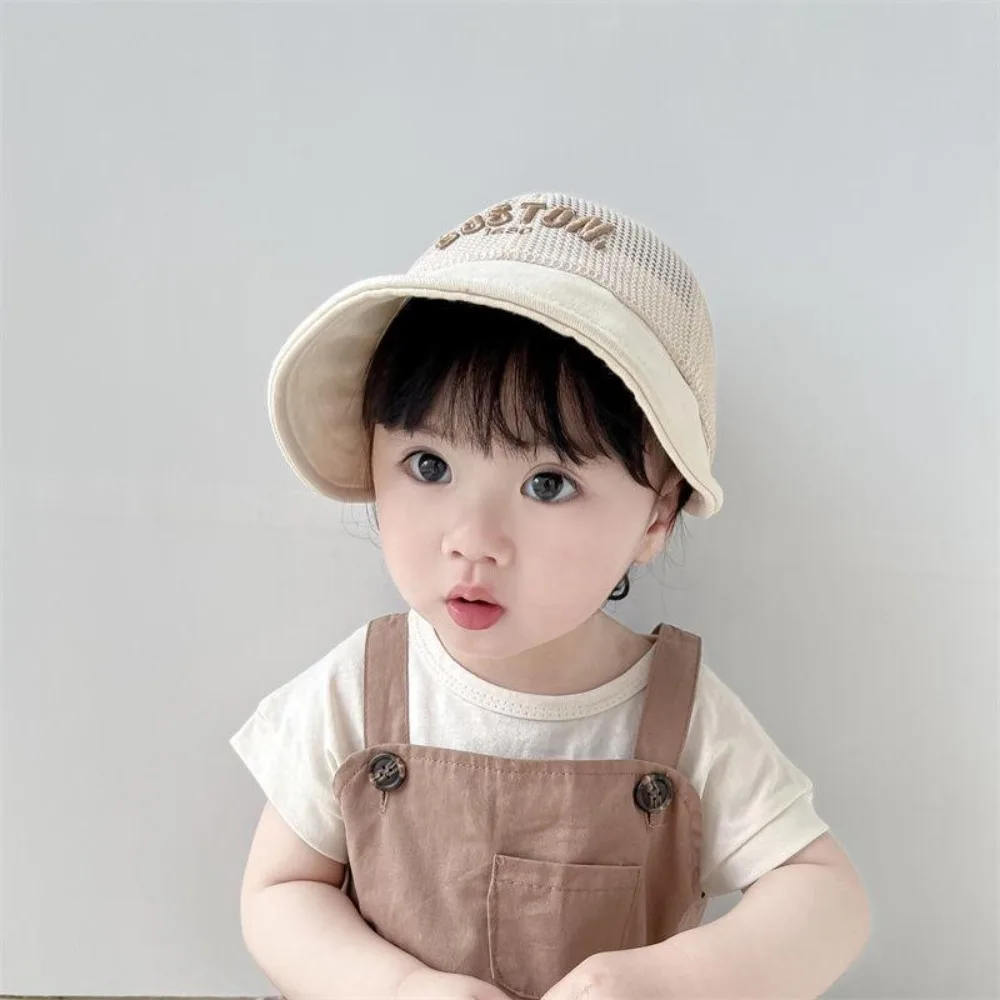 Cute Letter Baby Baseball Cap Hollow Mesh Children Sun Hat Quick-dry Sunscreen Outdoor Peaked Hat 1-6 Years