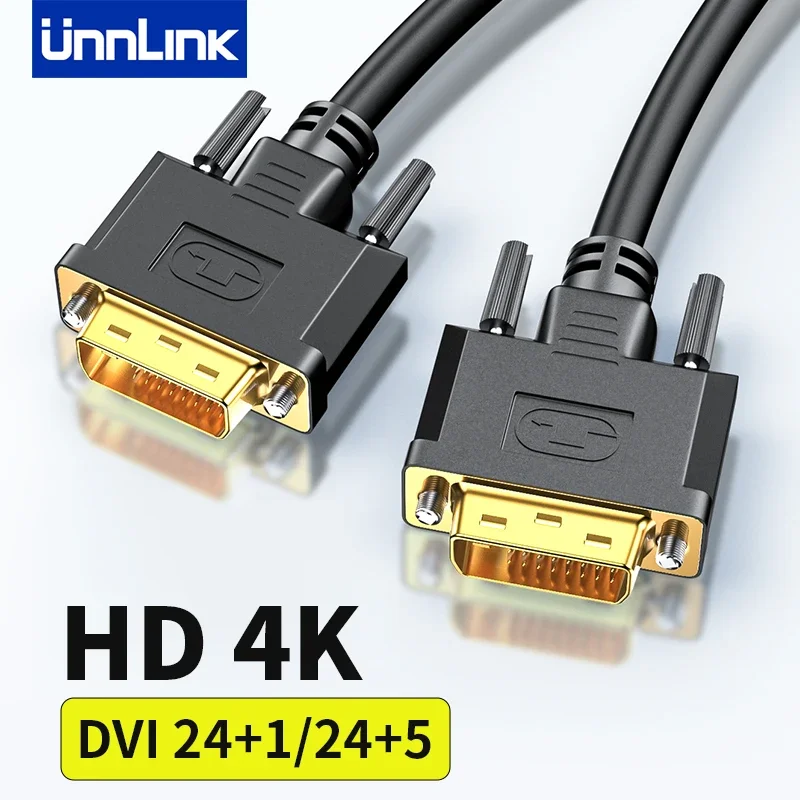 

Unnlink 4K 30Hz DVI Cable DVI-D 24+1/24+5 Male to Male Daapter Gold Plated Converter for HD TV Monitor 1m to 5m