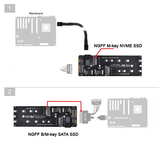 NFHK SFF-8639 NVME U.2 to NGFF M.2 M-Key PCIe SSD Adapter for Mainboard  Replace Intel SSD 750 p3600 p3700