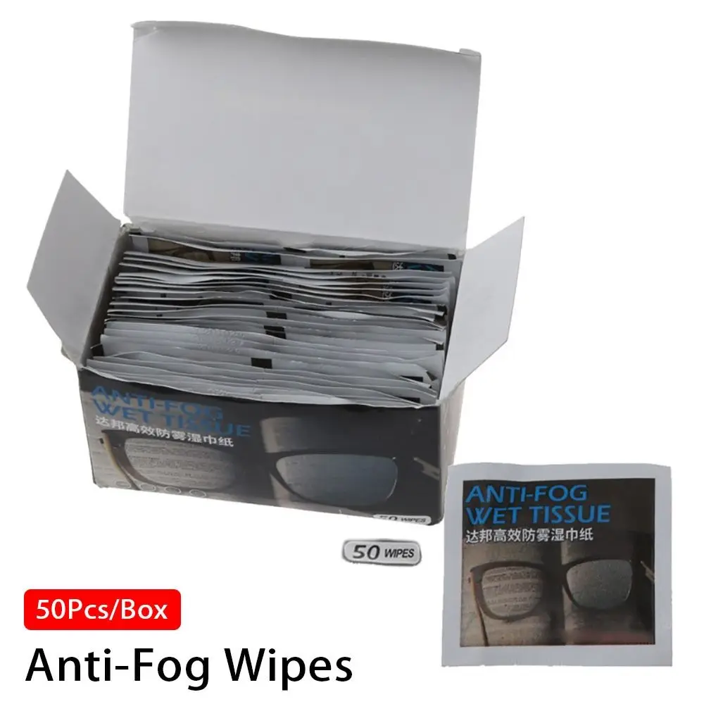 Anti-Fog Wipes for Glasses Pre-moistened Antifog Lens Wipe Individually Wrapped Disposable Defogger Eyeglass Wipes 50Pcs/Box eyeglass cleaning cloth glasses cleaning wipes