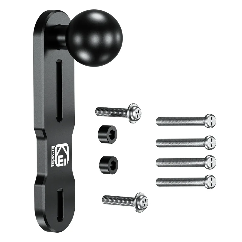 Aluminum Alloy Mount Base with 1'' TPU Ball for Motorcycle Brake/Clutch Reservoir Cover Fit for 1 Inch Ball Double Socket Arm