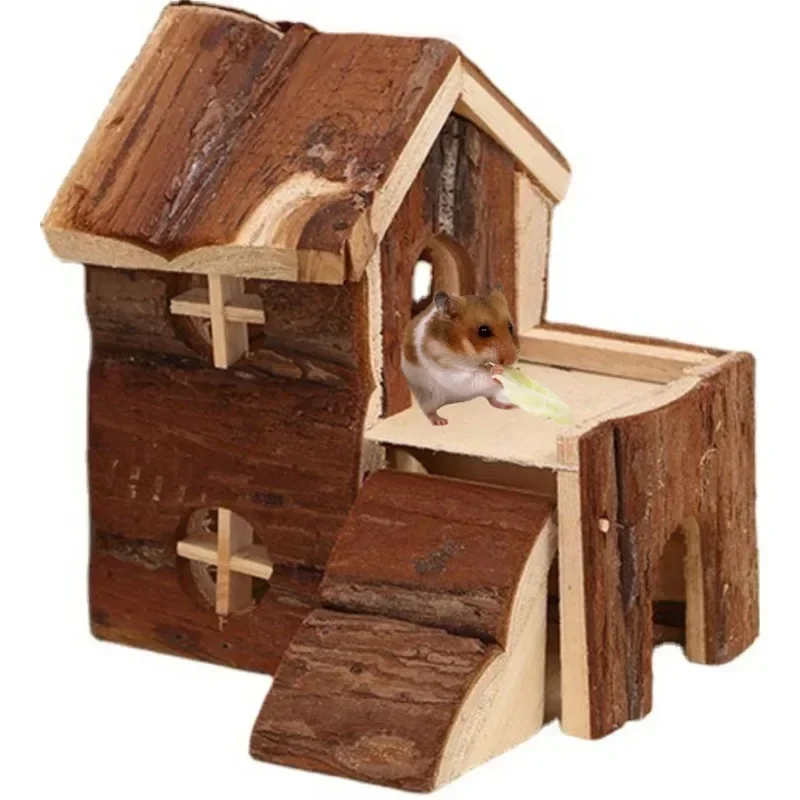 

Platform Layers Wooden Double Small Toy Activity Hideout Hamster Supplies Animal Hut Rat Playground House Pet