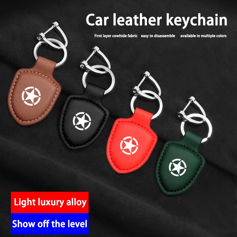 Jeep Renegade Wrangler JK Compass Grand Accessoriess 용 가죽 자동차 키 체인 열쇠 고리