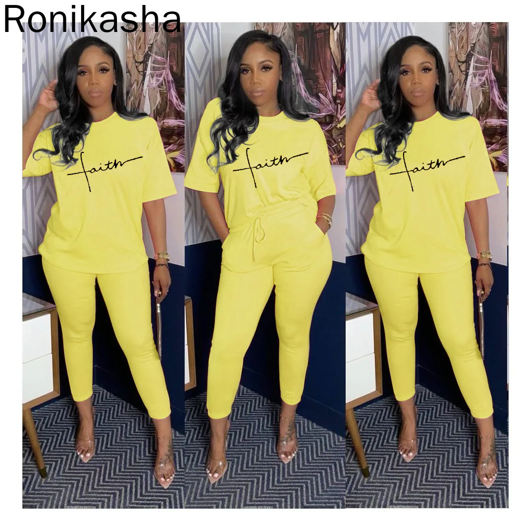 mother of the bride pant suits Ronikasha Set Woman 2 Pieces Casual Letter Print Drawstring Lady Tracksuit blazer and trouser set Suits & Blazers