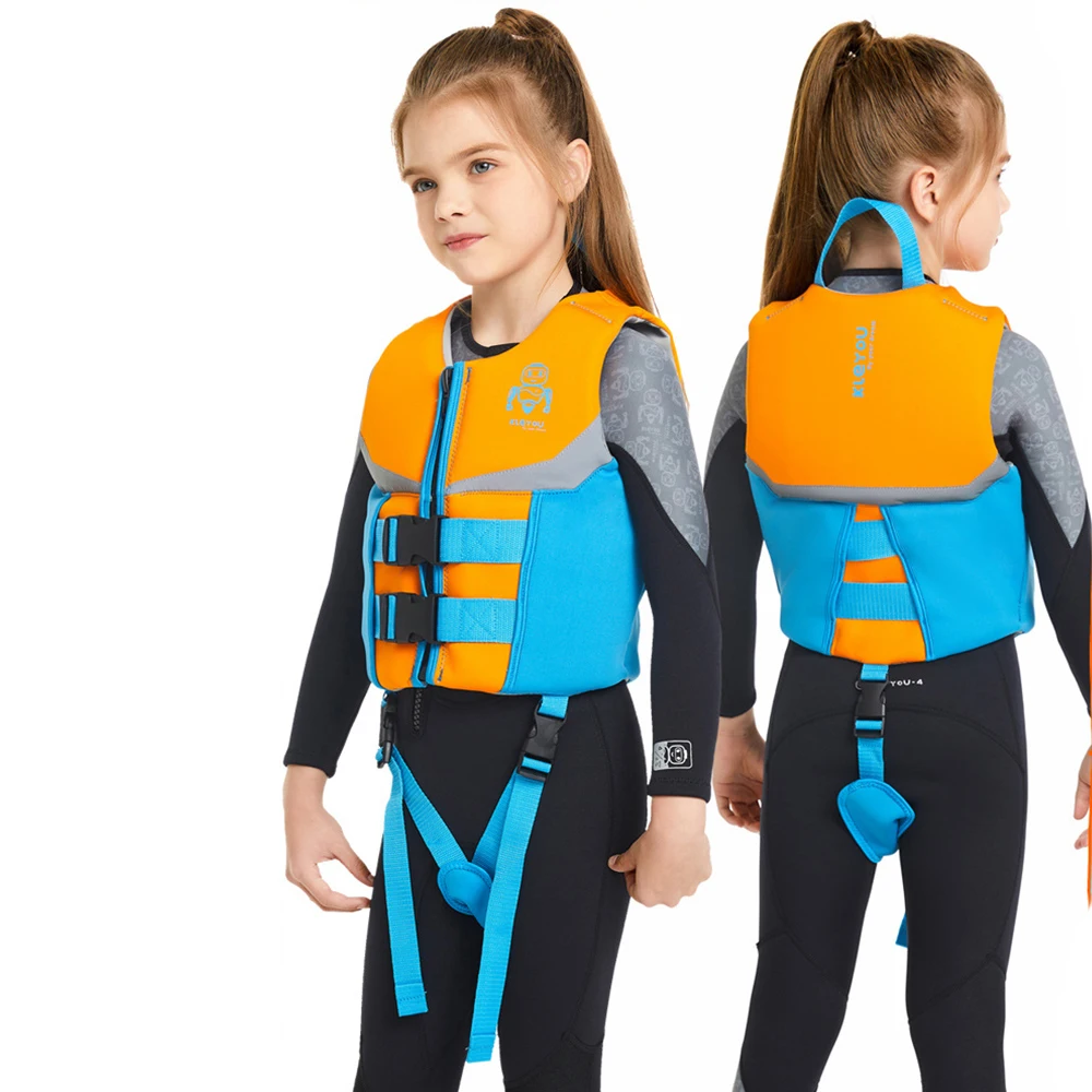 Neoprene Life Jacket for Kids, Buoyancy Life Vest for Boys and Girls,  Surfing Vests, Diving Flotation, Swimming Safety Aid, New