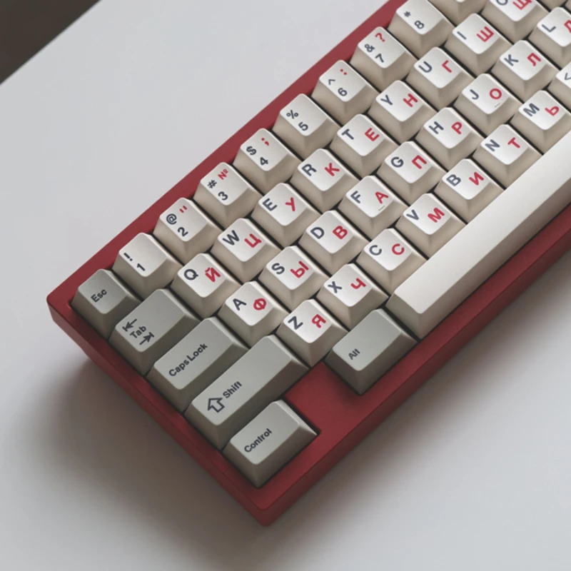

MiFuny Vintage Red Russian Keycap Set 196key PBT Dye Subbed Anime Keyboard Cap Cherry Profile Key Caps for Mechanical Keyboard