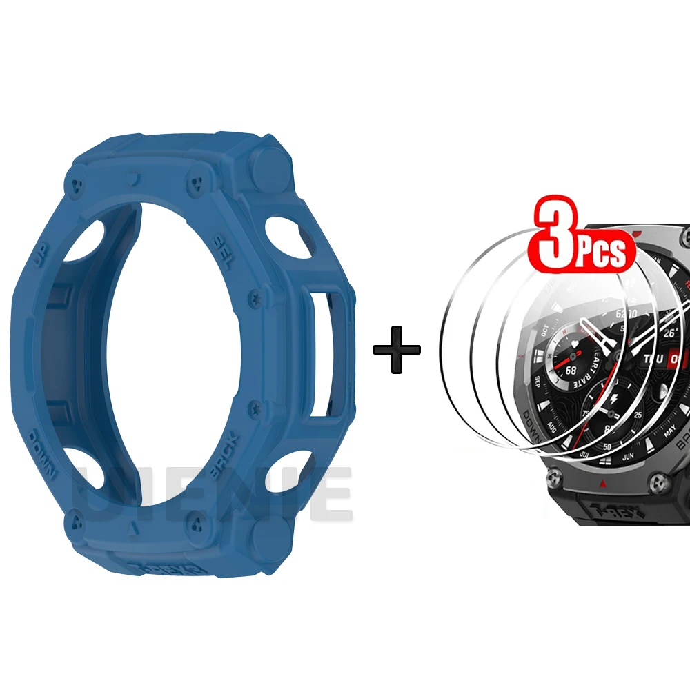 Enhanced Soft TPU Protector Case with Toughened Glass for Smartwatch - Durable Hollow Protection Shell Frame