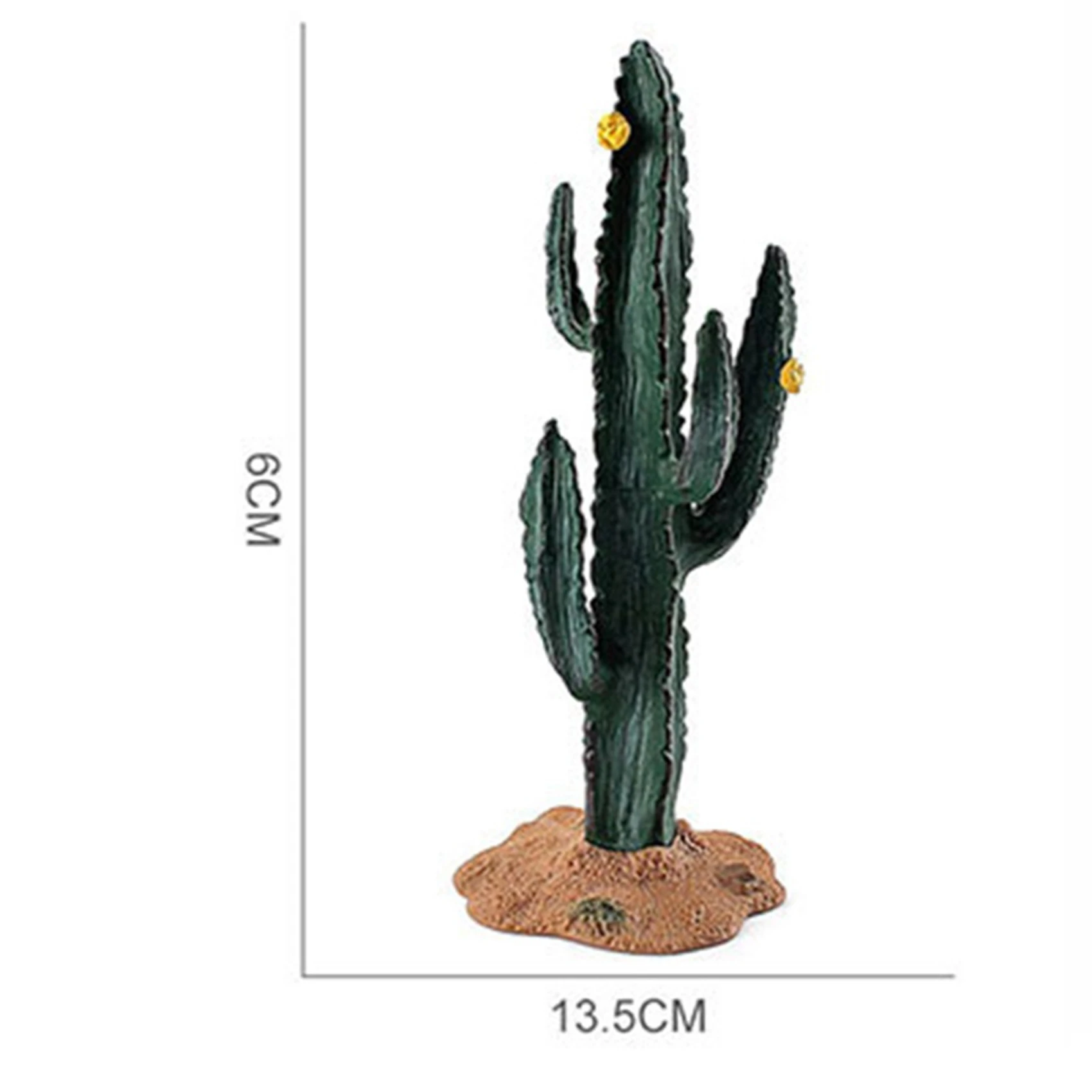 BAAU 6X Simulation Green Plant Cactus Tree Baobab Model DIY Scene Props for Cognitive Toys Small Yellow Flower Cactus