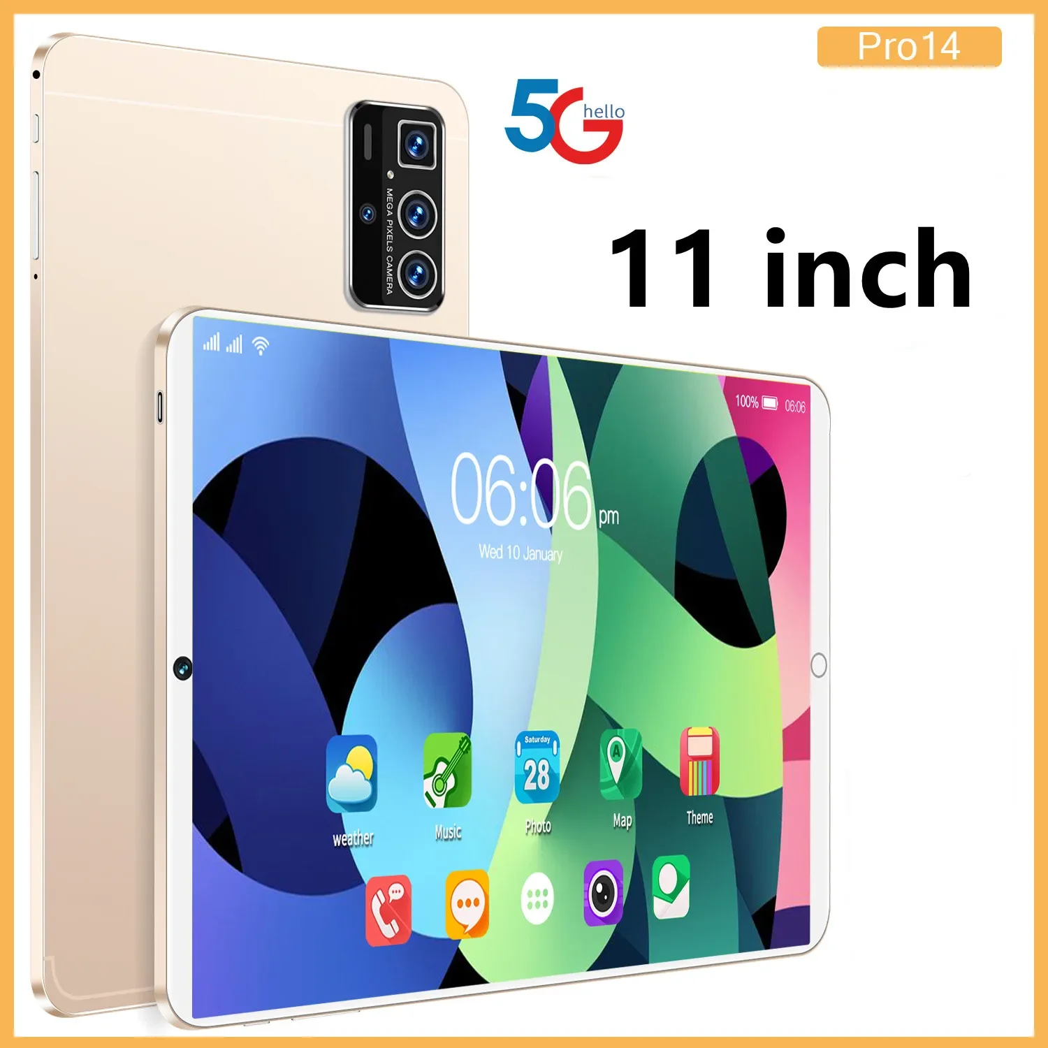 thumbnail image 1 of Tableta original de 11 pulgadas, Android 13, 16 GB de RAM, 1 TB de ROM, SIM dual, 10 núcleos, WPS, GPS, Bluetooth, red 5G, llamada telefónica, tableta PC, novedad de 2024, 1 of 5