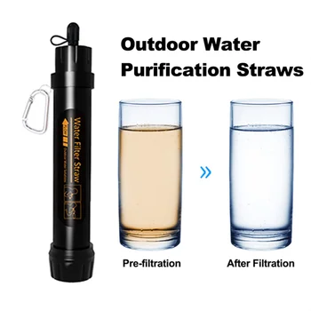 แบบพกพากลางแจ้งกรองน้ําฟางกรองน้ําสําหรับการอยู่รอดหรืออุปกรณ์ฉุกเฉินเปิดใช้งานคาร์บอนไฟเบอร์ Sewage โปรเซสเซอร์ 1