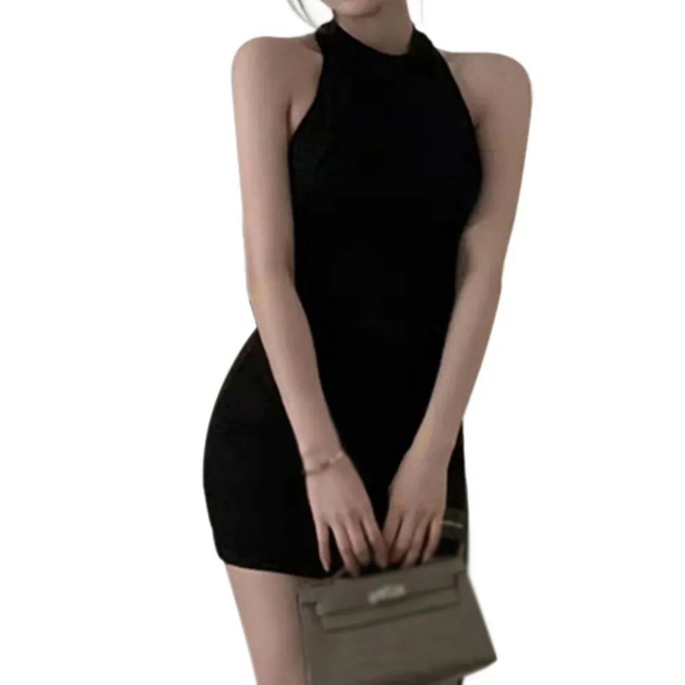 MeeQee Vestito Donna Vestito Aderente Senza Maniche Mini Abito a Canotta Corti con Strap Clubwear Slim Fit Abito
