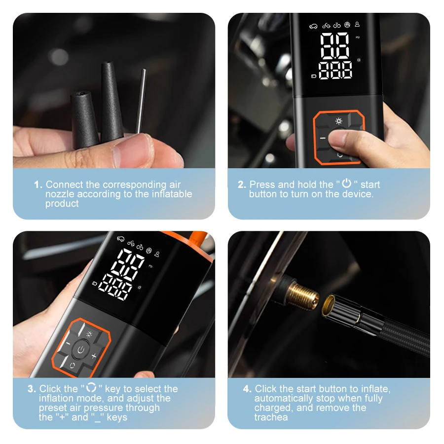 ABS Car Tyre Inflator Portable Air Compressor Car Inflatable Pumps Air Pump Suitable For Inflating Motorcycle Bicycle