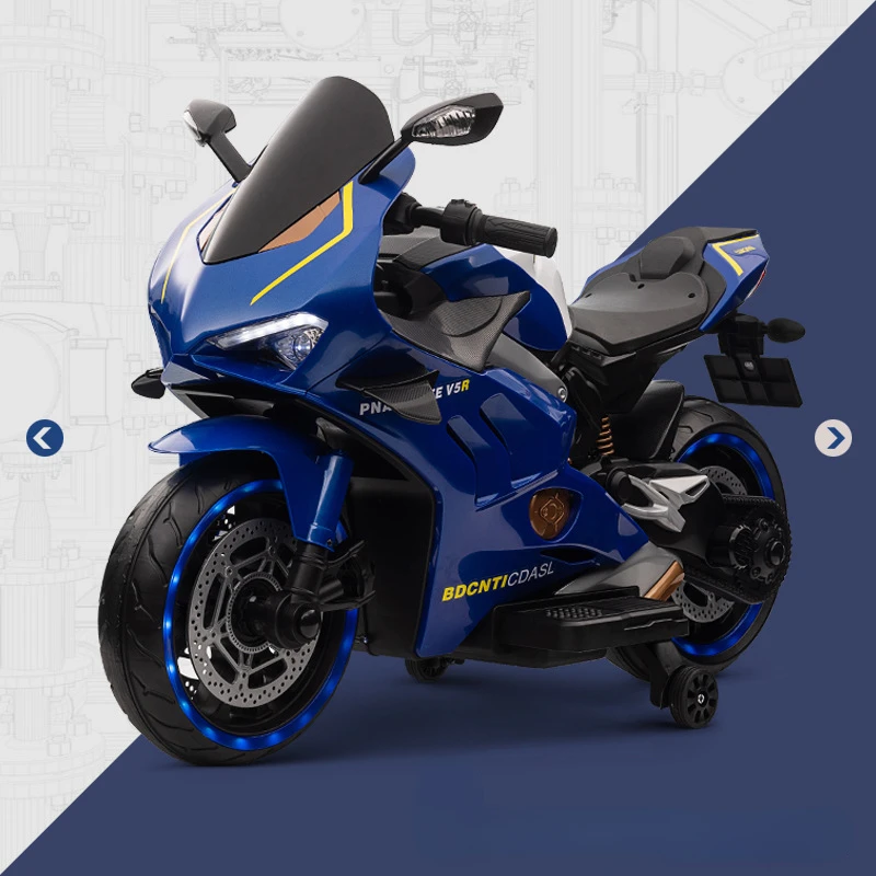 

New Children's Electric Motorcycle Ride on With Wheel Gallery Light Hand Turn Throttle Vehicles Two-wheeled Car Toy for Kids