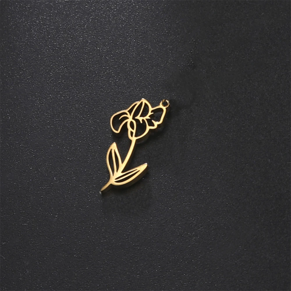 5 teile/los Edelstahl Iris Blume Charms Für Schmuck Kreation Großhandel Diy Handgemachte Halsketten Armbänder Anhänger Zubehör – Detail 9