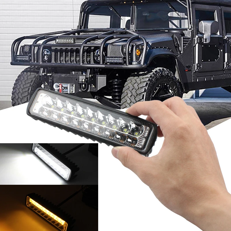 

Motorcycle Work Light Automobile Off-road Vehicle LED Straight Line Work Lights 12V Yellow and White Two-color Inspection Light