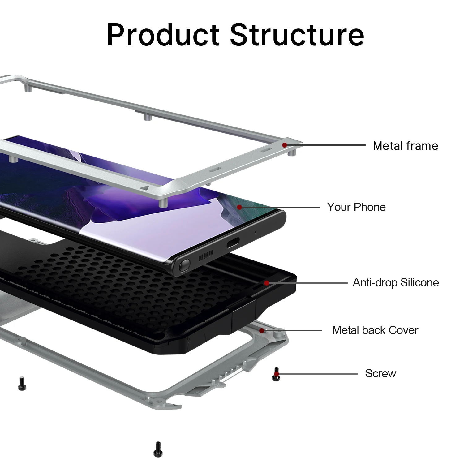 IP54 Military Grade Protection Metal Armor Case for Samsung Galaxy Note 8 9 10 Plus 20 Ultra Shockproof Heavy Duty Defender Case