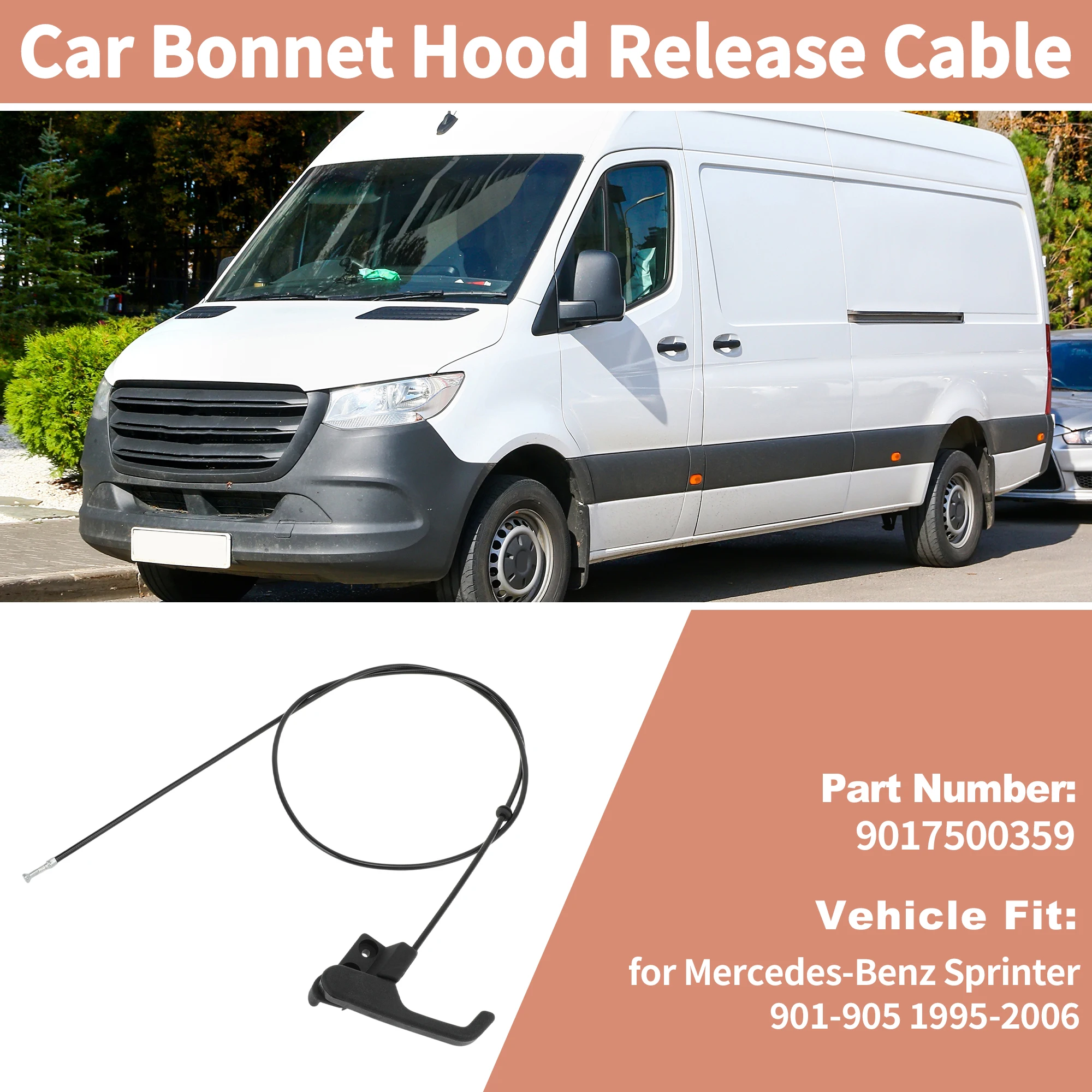 UXCELL No.9017500359 메르세데스 스프린터 901-905 1995-2006 보닛 후드 릴리스 케이블용
