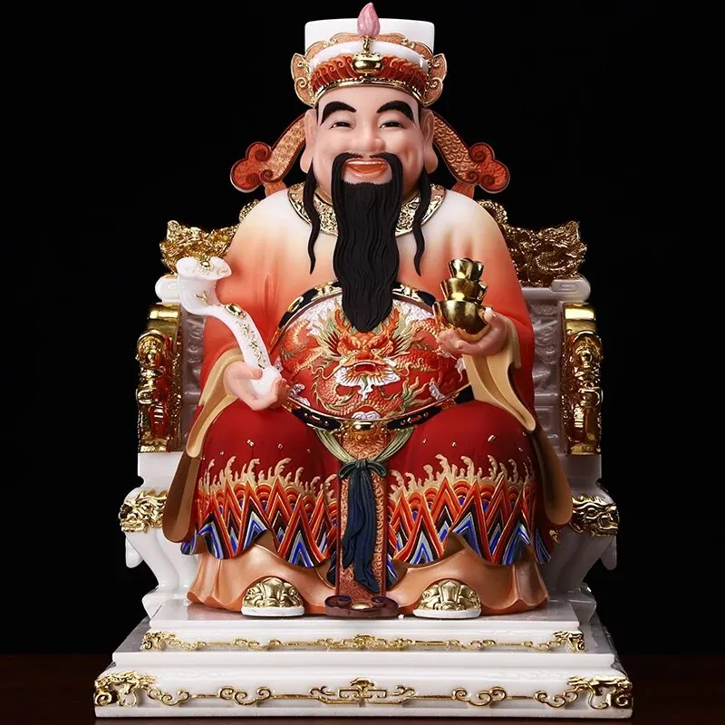 

Asia HOME Alter Temple High grade jade God of wealth CAI SHEN YE GOD statue shop company bring money GOOD luck FENG SHUI statue