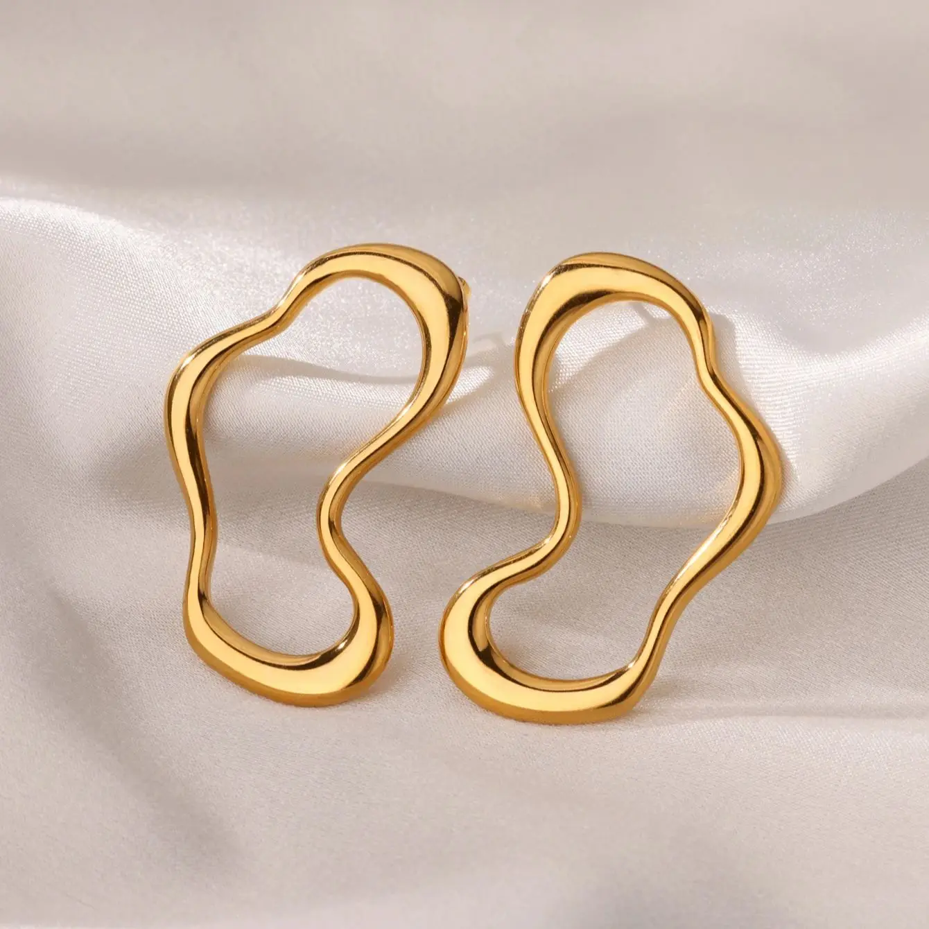 Stainless Steel Hollow Irregular Earrings For Women