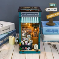 DIY Book Nook Wooden Miniature Model Kit Soul Bookstore Bookend Assembled 3D Puzzle Bookshelf Home Decor Friends Birthday Gifts 2