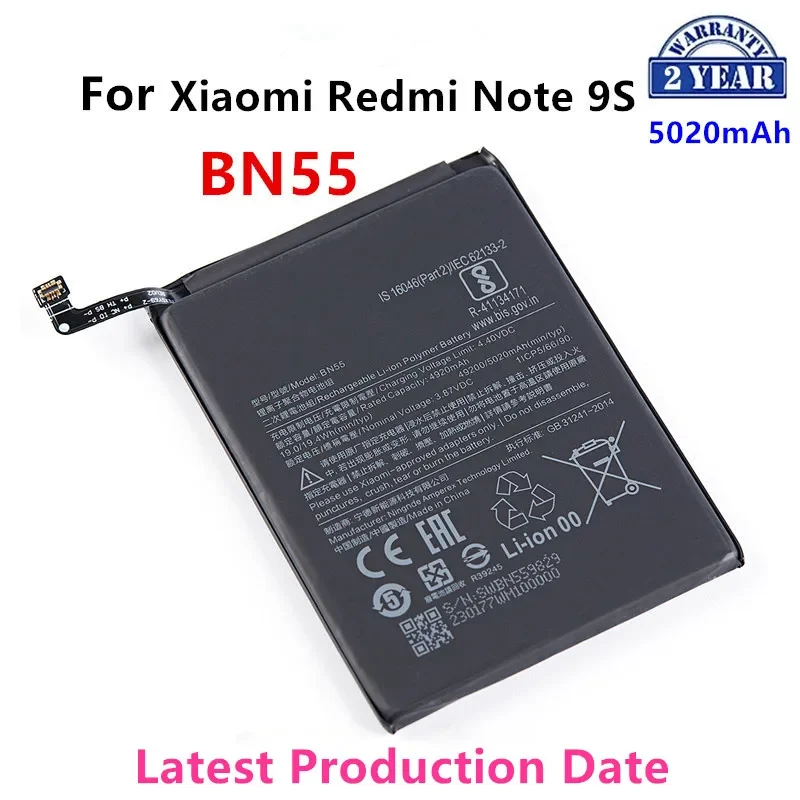 

100% Orginal BN55 5020mAh Battery For Xiaomi Redmi Note 9 S Note 9S Note9S High Quality Phone Replacement Batteries