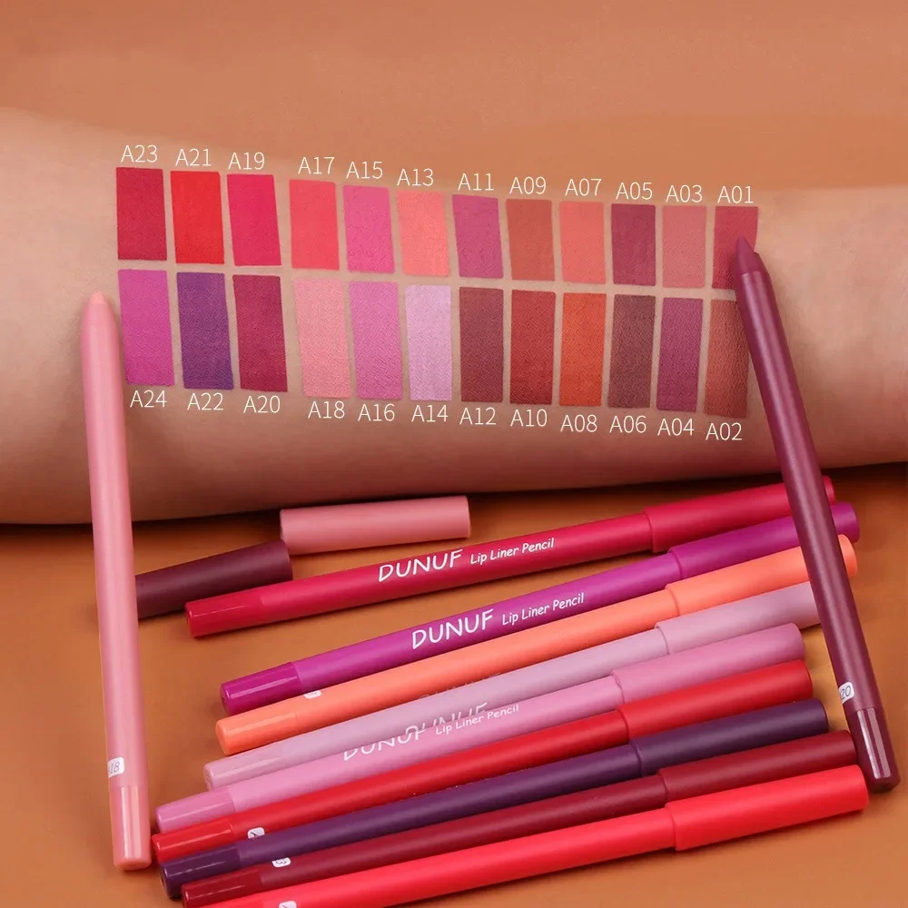 24 Colors Foaming Lipliner Durable Waterproof Soft Mist Lipstick Pen Gentle Pink Brown Purple Colors Matte Lip Contouring Pencil lip liner lip liner pencil lipliner pencil lipstick pencil