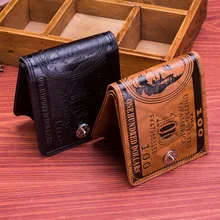 

Hot Selling Men's Short Wallet Pressure Change Magnetic Buckle Wallet Double Line Hundred Dollar Bill Wallet Card Pack Purse