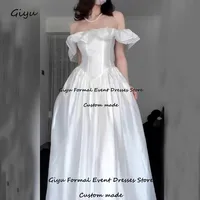 Giyu Simple A-line Korea Wedding Dress Photo Shoot Draped Off the Shoulder Floor-Length Vestidos De Novia 웨딩드레스 1
