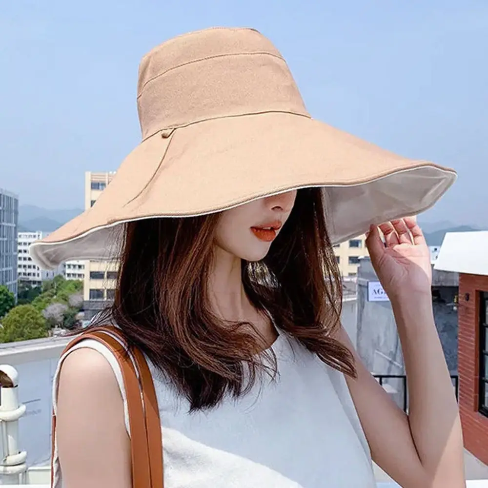 Anti-UV Big Brim Sunscreen Hats Caps Fisherman Cap Double-sided Foldable Bucket Hat for Women Girls Summer Sun Hat Visor sun hat bucket hat women bucket hat women hat