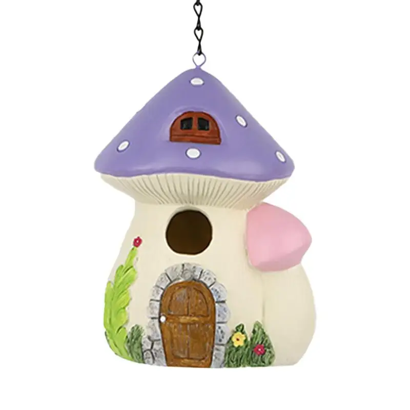 

Mushroom Shape Garden Feeder Decoration Sparrow Cage Swallow Hummingbird House Tree Hanging Feeder Bird Nests Handcrafted